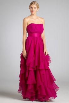 Notte By Marchesa Lipstick Silk Chiffon and Organza Strapless Evening Gown - Lyst
