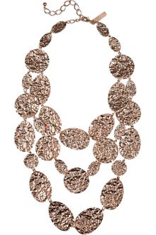 Oscar de la Renta Hammered Rose Gold Plated Multistrand Necklace - Lyst