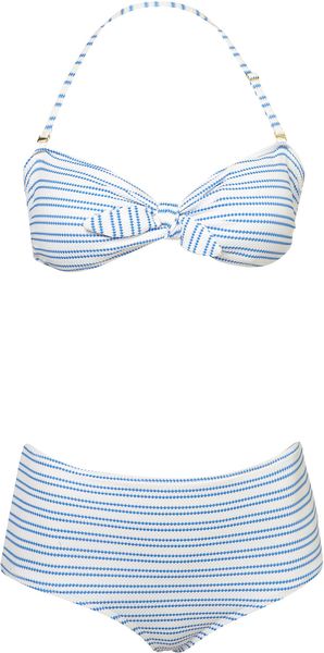 Topshop White Texture Stripe Bikini - Lyst