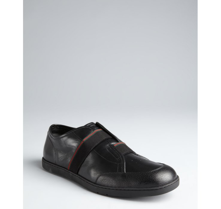 gucci black leather slip on