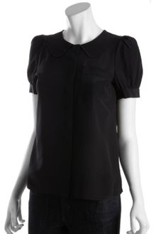 Marc By Marc Jacobs Black Silk Simone Short Puff Sleeve Blouse - Lyst