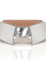 3.1 Phillip Lim Silver Leather Pointed Collar