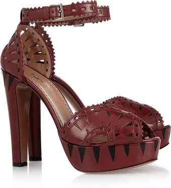 Alaïa Cutout Leather Sandals - Lyst