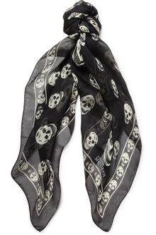 Alexander McQueen Skull Print Silk Scarf - Lyst