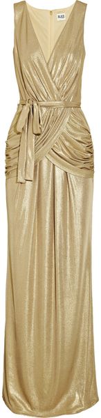 Alice By Temperley River Golden Belted Draped Lamé Gown - Lyst