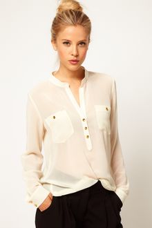 ASOS Collection Asos Blouse with Drop Collar and Pocket - Lyst