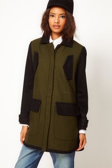 ASOS Collection Asos Wool Colourblock Coat - Lyst