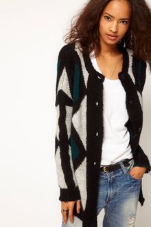 ASOS Collection Asos Fluffy Patterned Cardigan in Mohair - Lyst