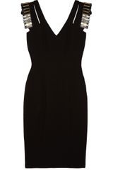 Badgley Mischka Embellished Doublestrap Crepe Dress