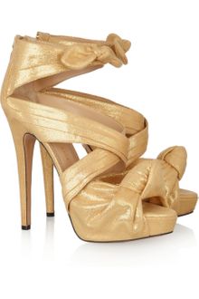 Charlotte Olympia Andrea Metallic Brushedleather Sandals - Lyst