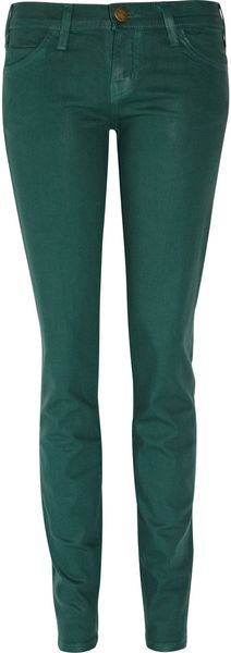 Current/Elliott Coated Low Rise Stretch Denim Skinny Jeans - Lyst