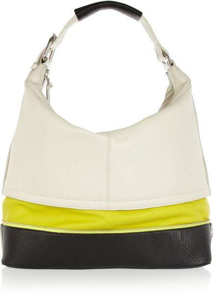 Diane Von Furstenberg Mandy Texturedleather Shoulder Bag in White - Lyst