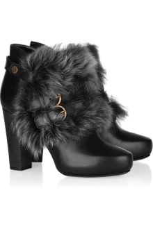 Donna Karan New York Shearlingtrimmed Leather Ankle Boots - Lyst