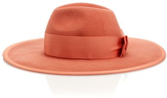 Federica Moretti Pink Felt Wide Brim Trilby - Lyst