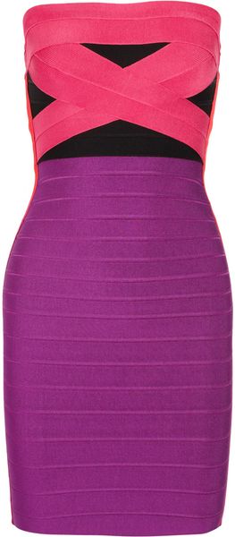 Hervé Léger Strapless Stretchbandage Dress - Lyst