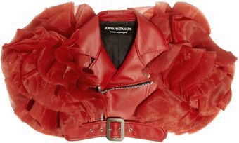 Junya Watanabe Faux Leather and Ruffled Organza Shrug - Lyst