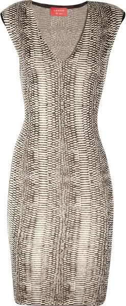Lanvin Serpentprint Knitted Silkblend Dress - Lyst
