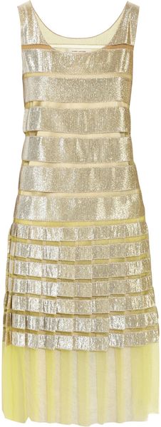 Marc Jacobs Lamé and Mesh Striped Dress - Lyst