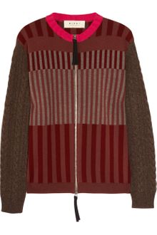 Marni Patterned Wool and Cashmereblend Cardigan - Lyst