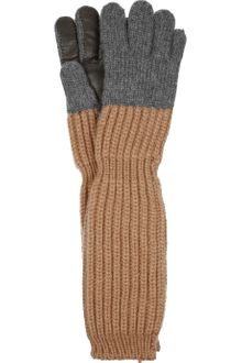 Marni Leather Trimmed Long Wool Blend Gloves - Lyst