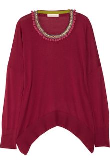 Matthew Williamson Embellished Fineknit Silk Sweater - Lyst