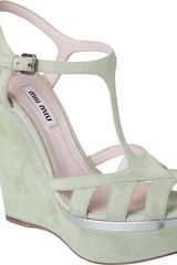 Miu Miu Tstrap Platform Wedge Sandal
