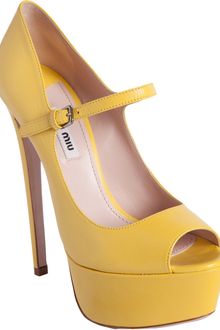 Miu Miu Mary Jane Peep Toe Platform - Lyst