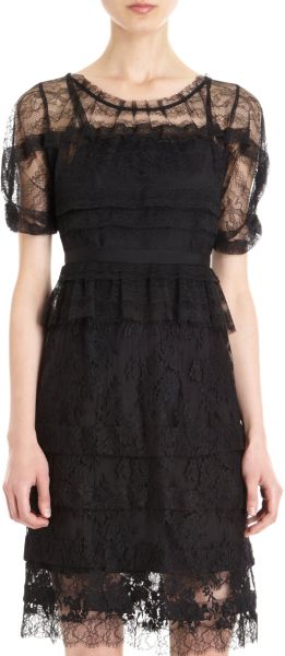 Nina Ricci Lace Peplum Waist Dress - Lyst