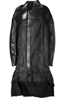 Rick Owens Leather Trimmed Cotton Blend Coat - Lyst