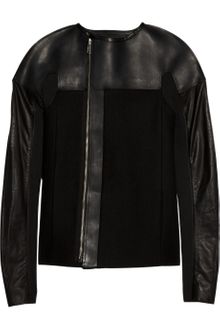 Rick Owens Pillbug Paneled Leather and Woolblend Fleece Jacket - Lyst