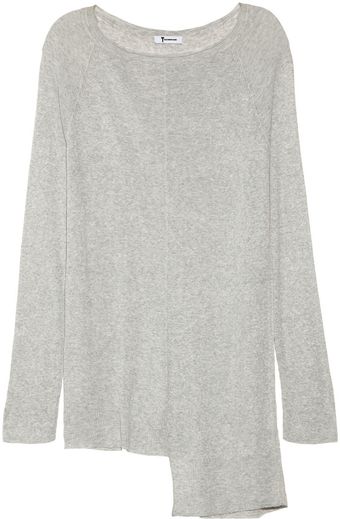 T By Alexander Wang Asymmetric Ribbed Openknit Tunic - Lyst