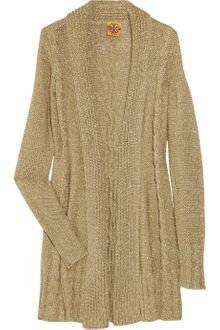 Tory Burch Anouk Metallic Knitted Cardigan - Lyst