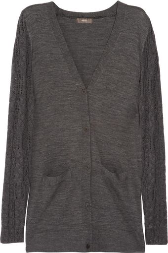 Vera Wang Contrastknit Wool Cardigan - Lyst