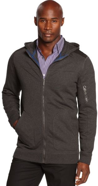 Calvin Klein Terry Mixed Media Hoodie - Lyst