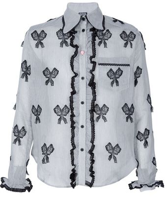 Meadham Kirchhoff Lace Bow Detailed Shirt - Lyst