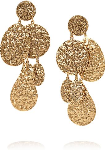 Oscar de la Renta Hammered 24karat Gold Plated Clip Earrings - Lyst
