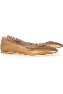 Chloé Metallic Leather Ballet Flats - Lyst