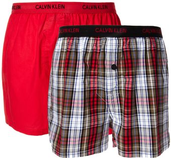 Calvin Klein Two Pack Woven Slim Fit Boxers - Lyst