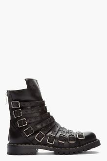 Gareth Pugh Black Buckled Heavy Biker Boots - Lyst