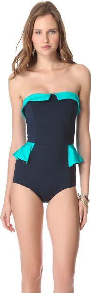 Marc By Marc Jacobs Colorblock Peplum One Piece Swimsuit - Lyst