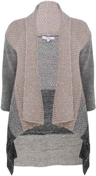 Ann Harvey Grey Sleeveless Patchwork Cardigan - Lyst