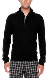 Michael Kors Leather Trim Half Zip Sweater  - Lyst