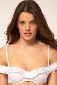 Asos Off Shoulder Underwired Bikini Top with Broderie Anglaise Detail - Lyst