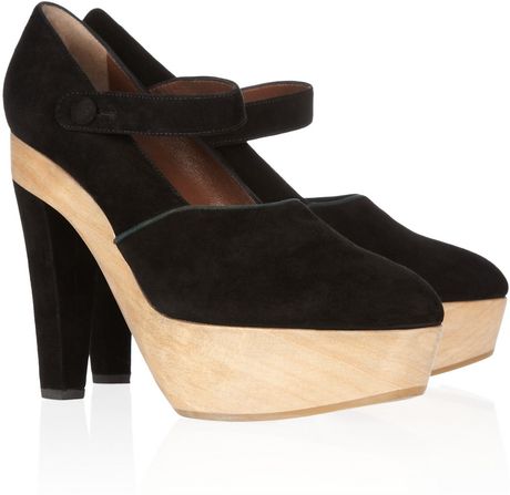 black suede mary jane heels