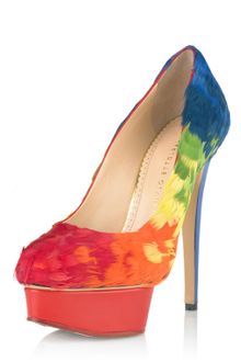 Charlotte Olympia Dolly Rainbowfeathered Pump - Lyst