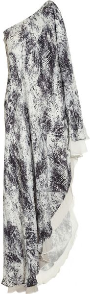 Halston Heritage Cascading Printed Silkchiffon Maxi Dress - Lyst