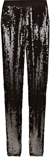 Alexander McQueen Sequined Silkblend Georgette Leggings - Lyst