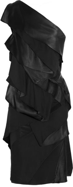 Donna Karan New York Paneled Stretchsatin Dress - Lyst