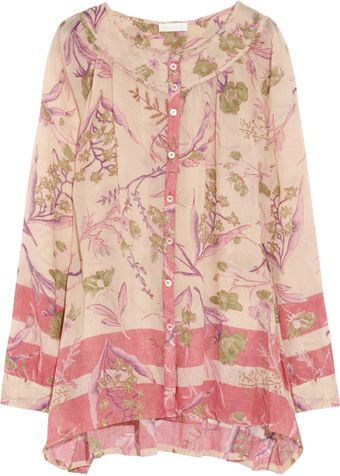 Donna Karan New York Floral Print Cotton and Silk Blend Shirt - Lyst