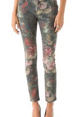 Haute Hippie Washed Floral Skinny Jeans
